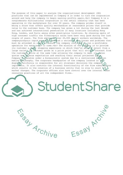 The Organizational Development Practices