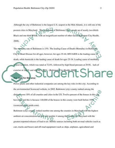 Statistical Analysis of Various Indicators of the City of Baltimore