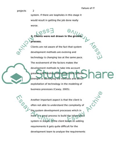 Reasons for project failure