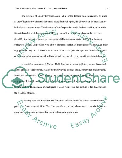 Legal Factors involved in Corporate Management and Ownership