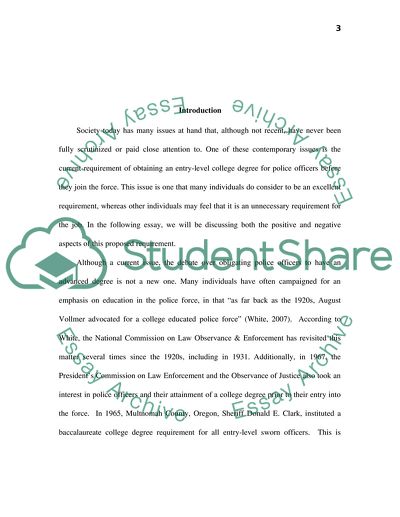 Advanced Education as an Important Attribute in the Workplace and Members of the Police Services