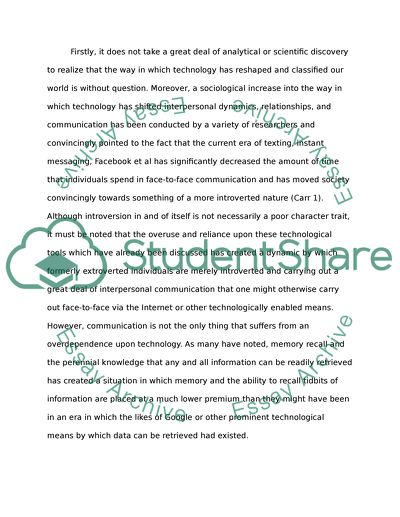 The reliance upon technology
