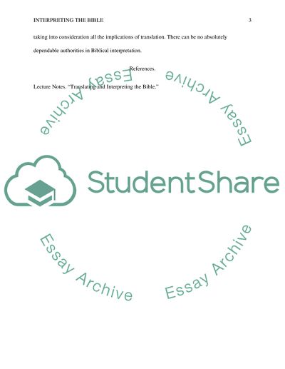 Interpreting the Bible