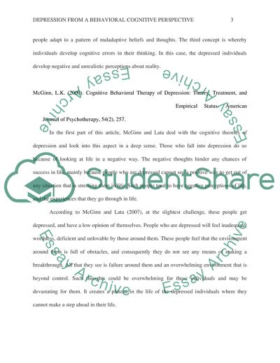 Depression from Cognitive-Behavioral Perspective