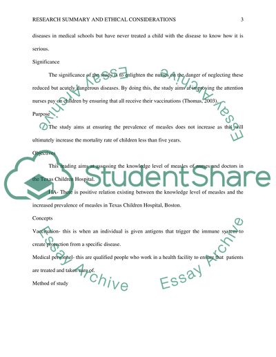 Research Summary and Ethical Considerations