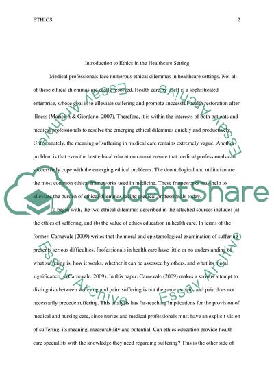 Introduction to Ethics in the Healthcare Setting