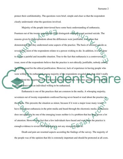 Attempting to Elucidate the Opinion of the People Concerning Euthanasia