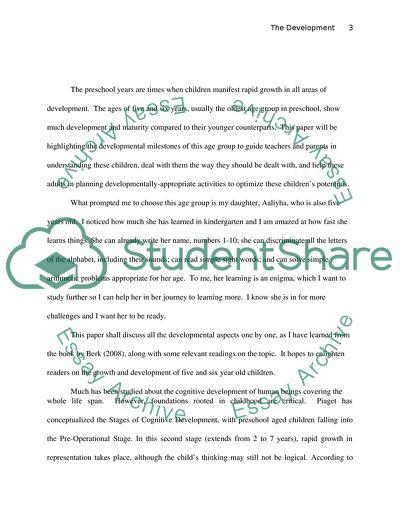 The Development of Five and Six Years Old