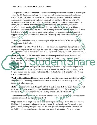 Employee and Customer Satisfaction