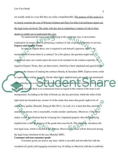 Winston Graham and Daly Car Sales Ltd Law Contract