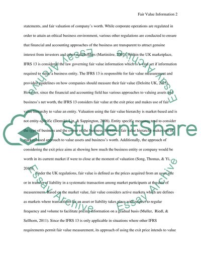 Disclosure of Fair Value Information