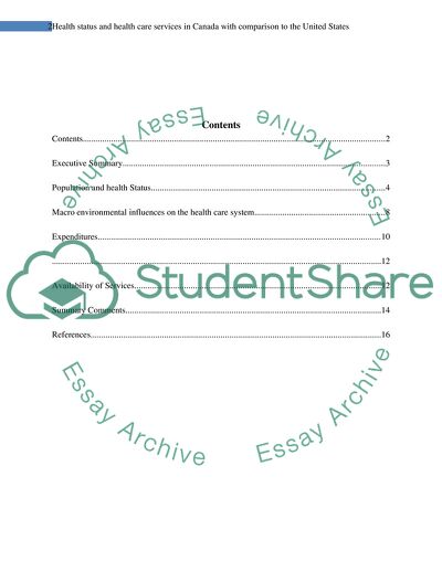 Health Status and Health Care Services in Canada with Comparison to the US