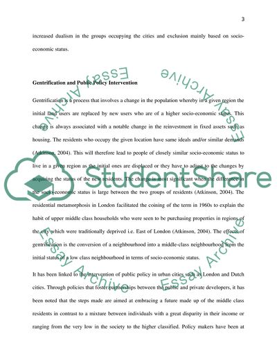 Role Played by Housing in Shaping of Social Spatial Segregation