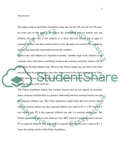 Fishers Hypothesis and the UK Economy