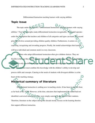 Differentiated Instruction Teaching Learners with Varying Abilities