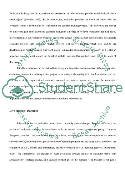 Evaluation of Science and Technology Policies