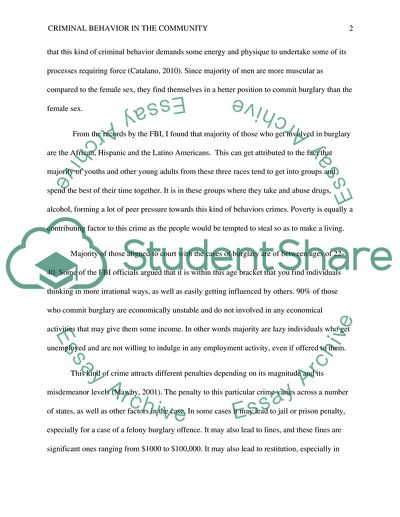 Criminal Behavior in the Community