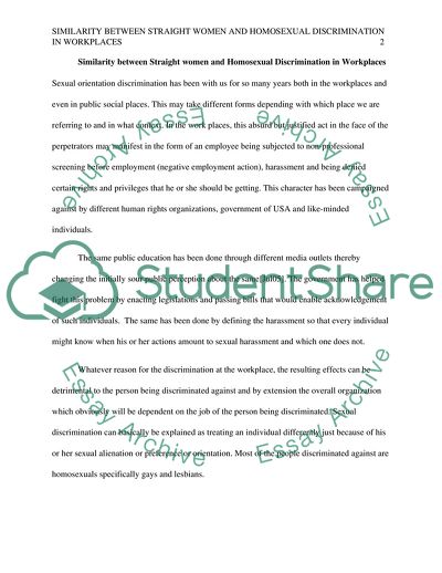 Similarity between Straight women and Homosexual Discrimination in Workplaces