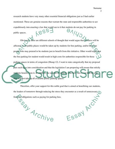 A Persuasive Speech: Public Parking for Students Should be Free