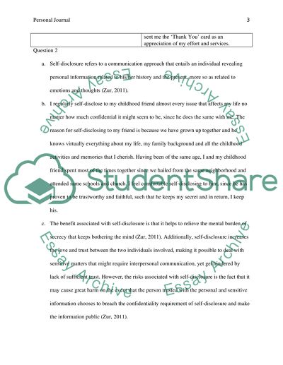 Personal Journal Evaluations