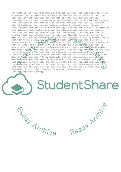 Characteristics of Virender Textiles