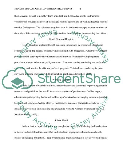 Health Education in Diverse Environments