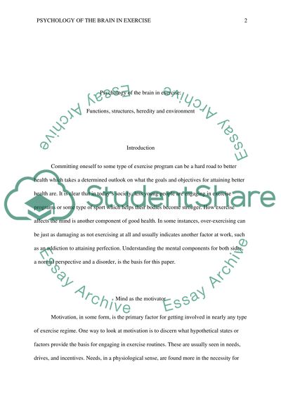 Psychology of the Brain in Exercise