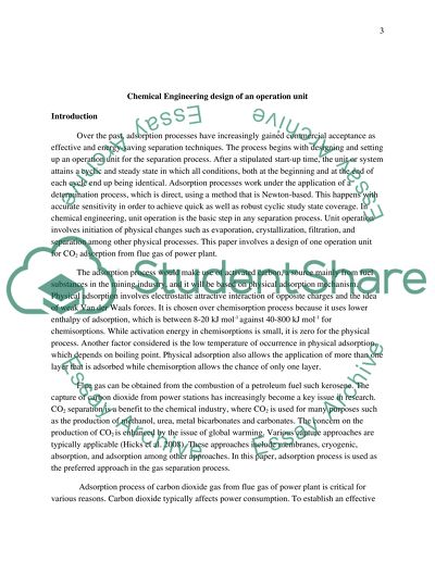 Chemical Engineering Design of an Operation Unit