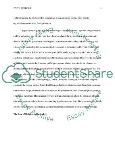 Faith Schools, the Role of Religion in the Society