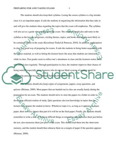 Preparing and exam taking