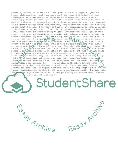 Achieving Success on International Assignments