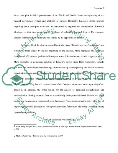 Historical Background Of Lincolns Position