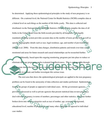 Epidemiological Principles and the Issue of Teen Pregnancy
