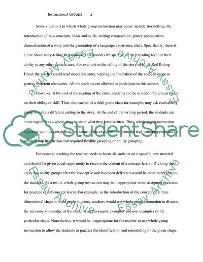 Instructional Groups in the Teaching and Learning Process