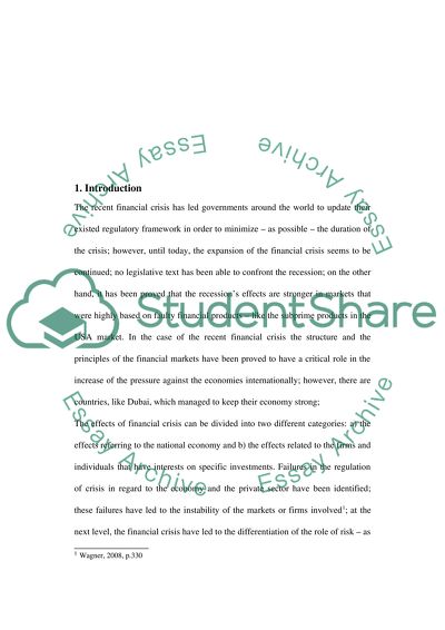 The Effect of the Financial Crisis and Implications for Dubai