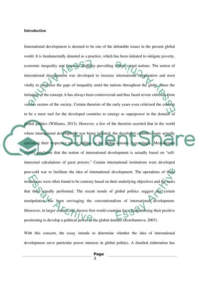 Does The Idea Of International Development Serve Particular Power Interests In Global Politics