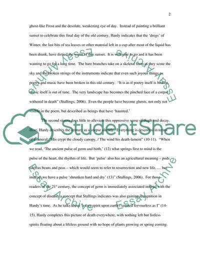 Poetry Analysis Paper discussing the theme in Thomas Hardys The Darkling Thrush