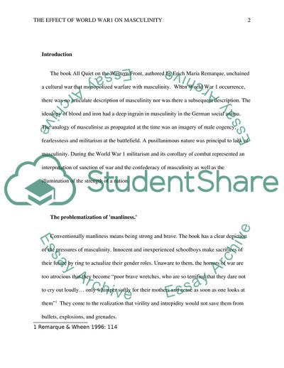 The Effect of World War1 on Masculinity in All Quiet on the Western Front