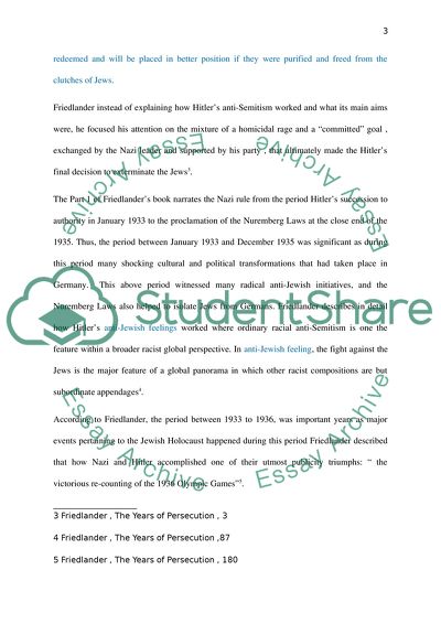 Saul Friedlanders The Years of Persecution