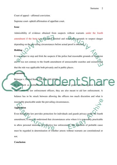 Legal Case Briefs x 3 ( Terry v. Ohio, Katz v. United States, Tennessee v Garner)