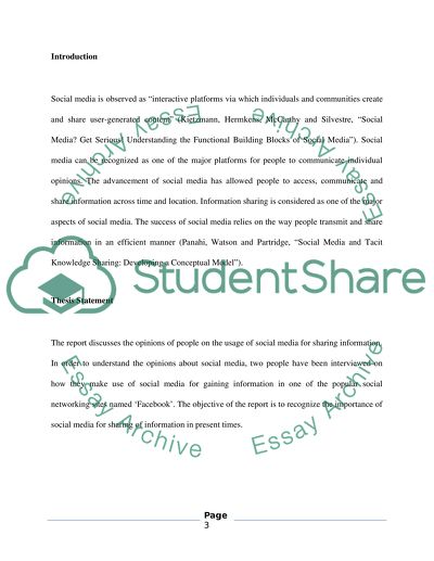 The Importance of Social Media for Sharing of Information