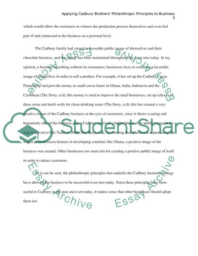 Applying Cadbury Brothers Philanthropy Principles to Business