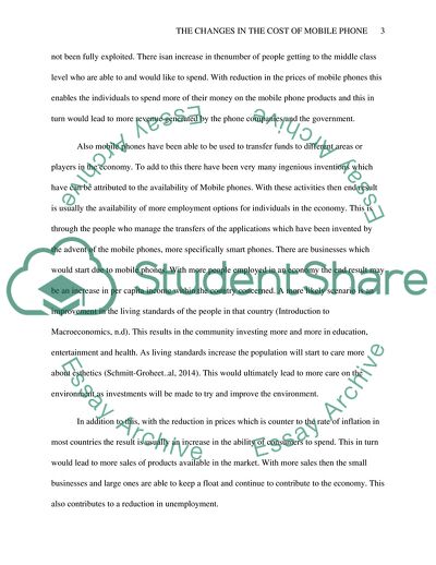 The Changes in the Cost of Mobile Phone