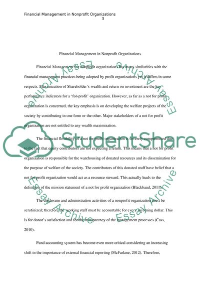 Financial Management in Nonprofit Organizations