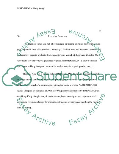 How to Increase the market share in organic product market A Case Study of PARKnSHOP in Hong Kong