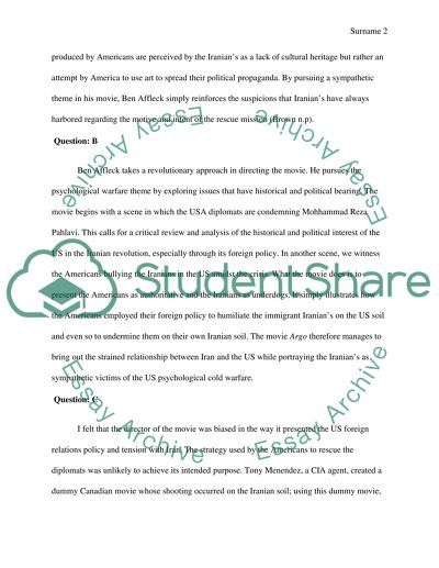 Argo - the Movie (DO not summarize the plot)