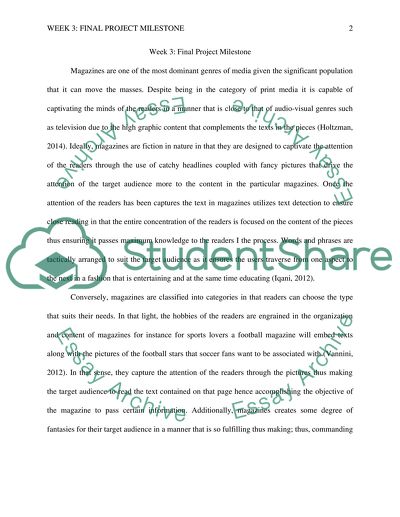 Week 3: Final Project Milestone