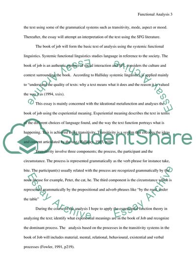 Systemic Functional Analysis of the book of Job