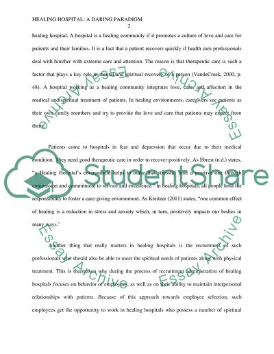 Healing Hospital: A Daring Paradigm