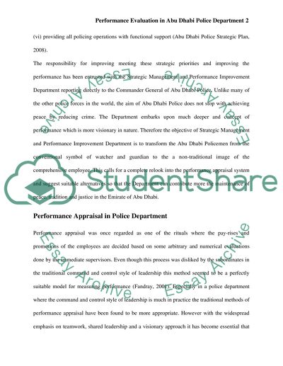 Performance evaluation and measurment in Abu Dhabi police department